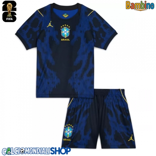 Maglie da calcio Brasile Seconda Maglia Bambino Mondiali 2026  Manica Corta + Pantaloni corti)